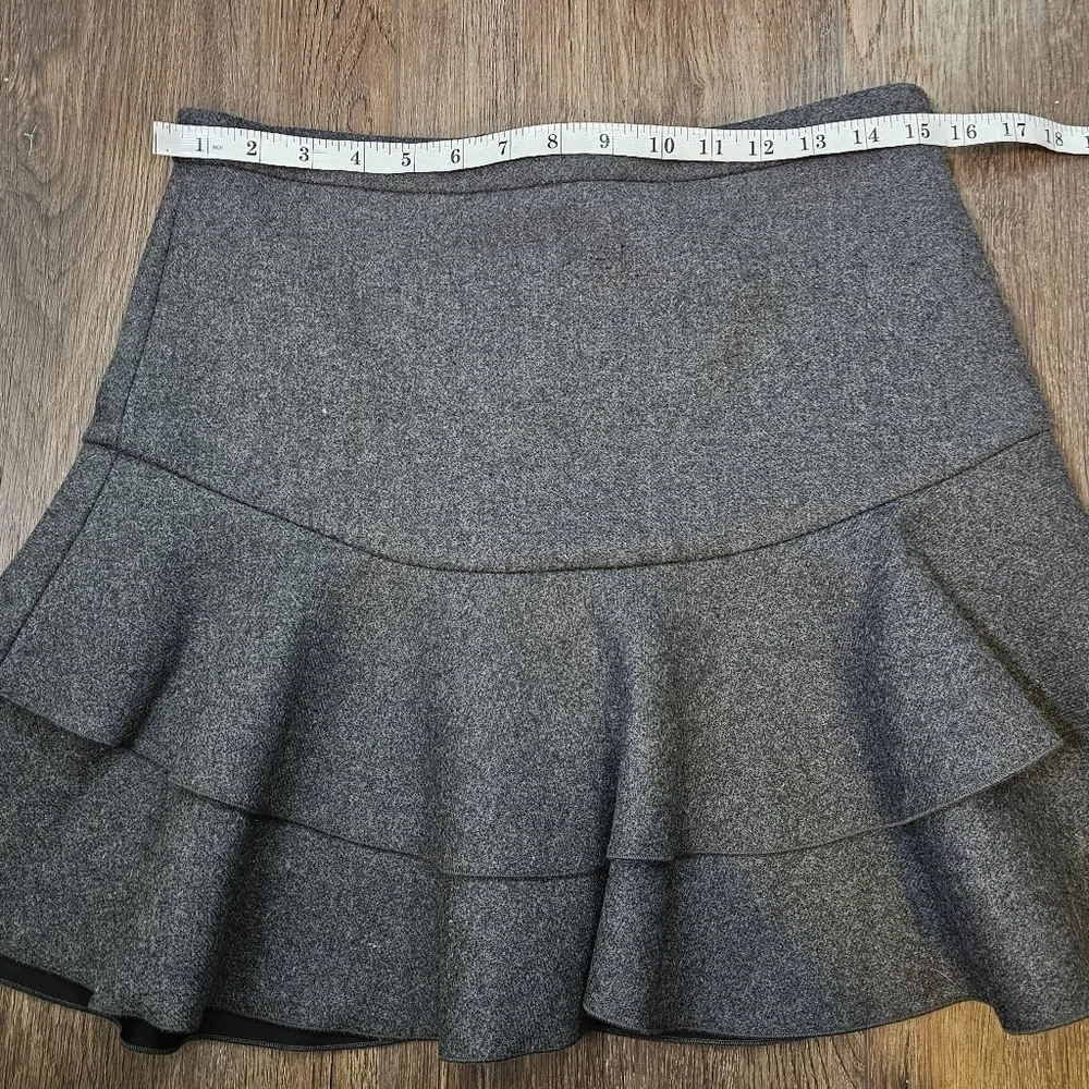 J Crew Womens Tiered Ruffle Mini Skirt Sz 2 Wool Blend Double Layered Lined
